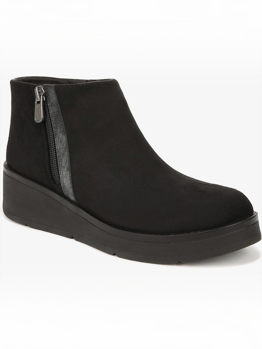 BZees Freestyle Washable Faux Suede Comfort Wedge Ankle Boots Black 9 NEW